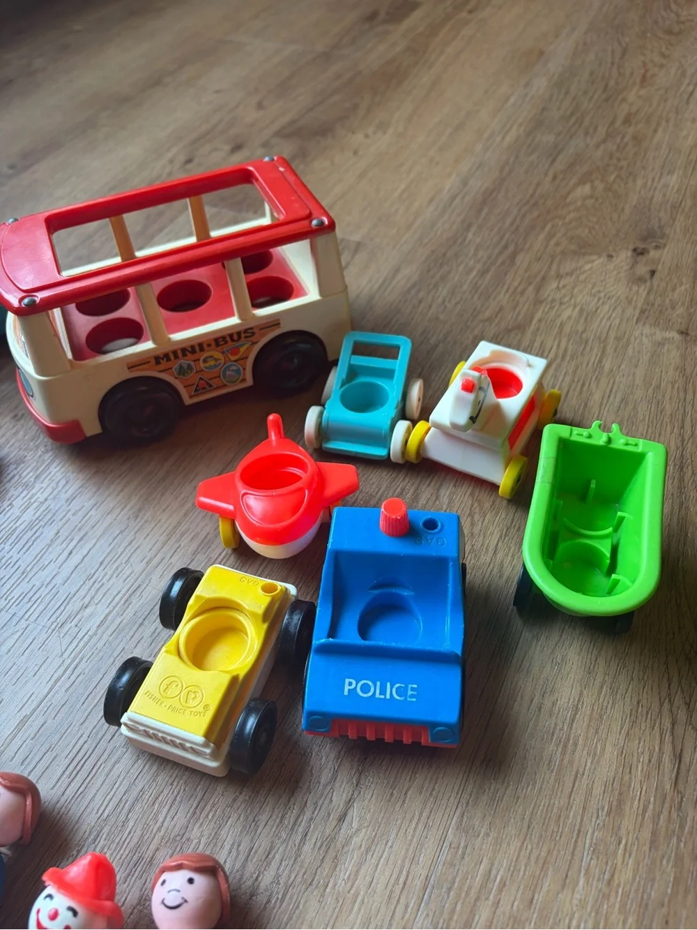 Vintage Fisher-Price Little People lot vehicles, figures, and Mini Bus #141!